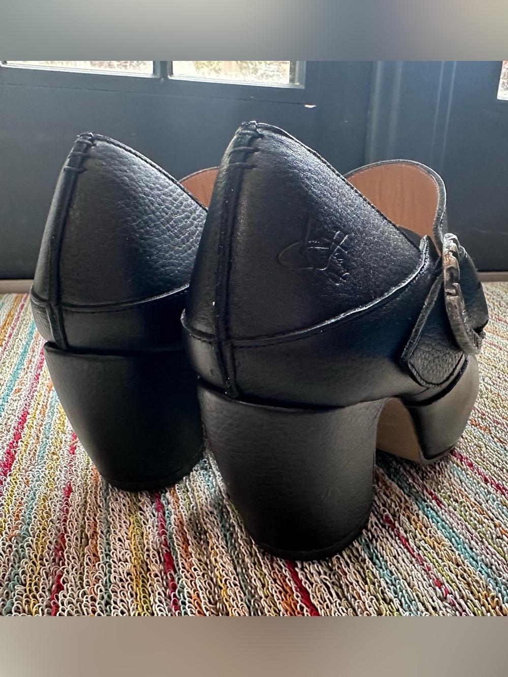 Fluevog NEW IN BOX Prepare Leader black pebbled leather platform MJ heel -10 - Picture 5 of 16